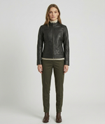 Women's Black Real Lambskin Leather Slim Fit Cafe Racer Jacket